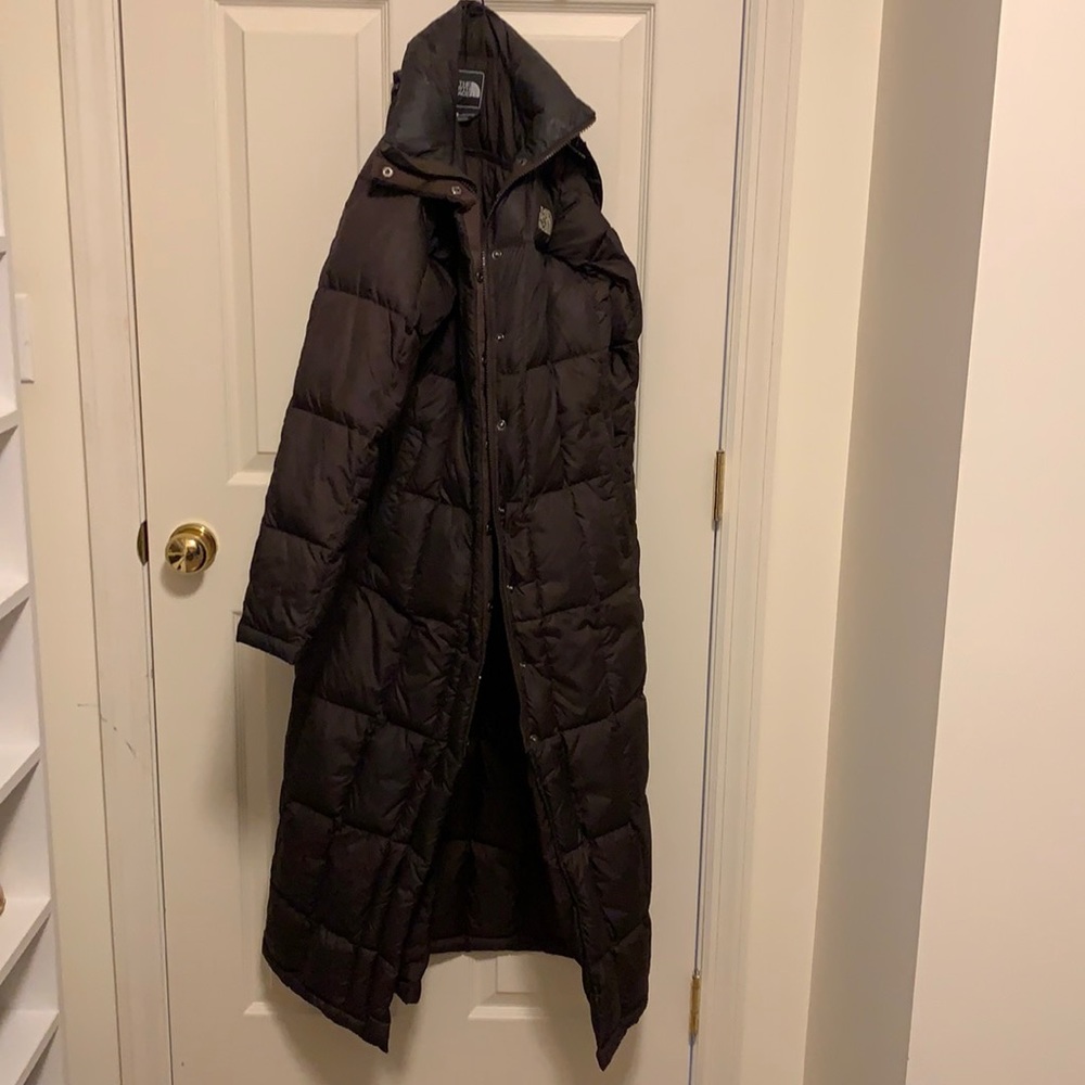 North Face Down jacket full length brown